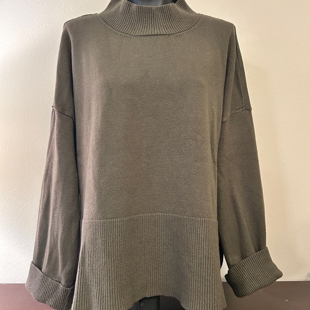 Bell Sleeve Turtleneck Sweater - Olive